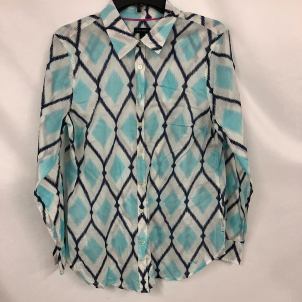 Talbots Aqua Navy Blouse M